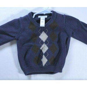 Janie & Jack sweater sz 6-12m argyle purple ls